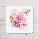 Personalised Floral Nanny Coaster: Custom Tea Cup Gift