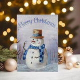 Christmas Snowman Personalised Glossy A5 Greetings Card - any name(s) printed on the front