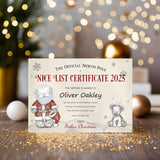 Personalised Nice List Certificate from Father Christmas, Keepsake