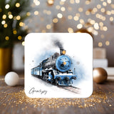 Personalised Christmas Steam Train Coaster, Custom Name