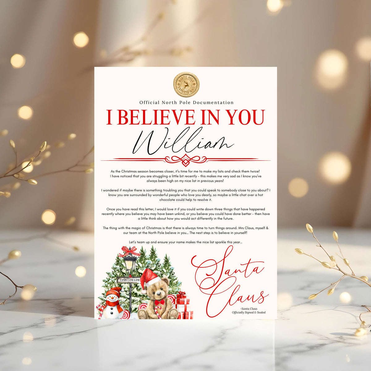 Personalised Santa "I Believe In You" Certificate - 2026 Keepsake