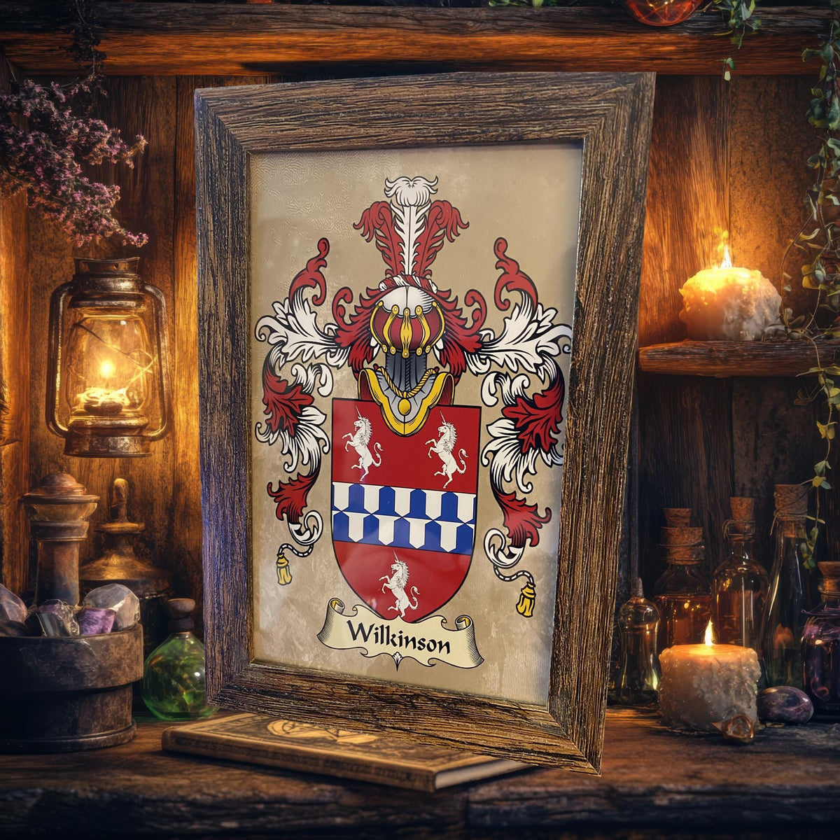 Framed Family Crest Print 10x15cm: Personalised Heraldry Art, ideal Gift