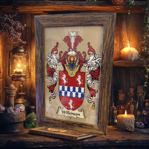 Framed Family Crest Print 10x15cm: Personalised Heraldry Art, ideal Gift