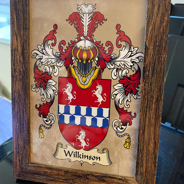 Framed Family Crest Print 10x15cm: Personalised Heraldry Art, ideal Gift