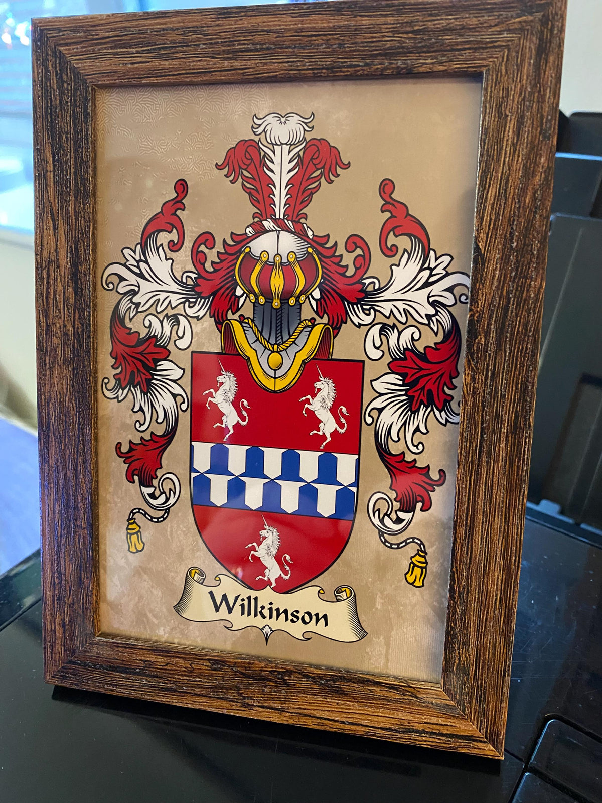 Framed Family Crest Print 10x15cm: Personalised Heraldry Art, ideal Gift