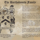 Personalised Family Crest Print: Surname History, Heraldry Art (A4 Unframed)