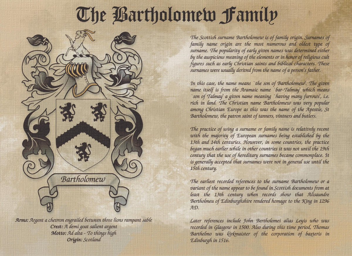 Personalised Family Crest Print: Surname History, Heraldry Art (A4 Unframed)