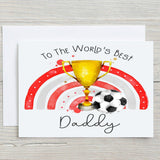 Football World's Best Daddy Red & Grey - Personalised A5 Glossy Greetings Card - Rainbowprint.uk