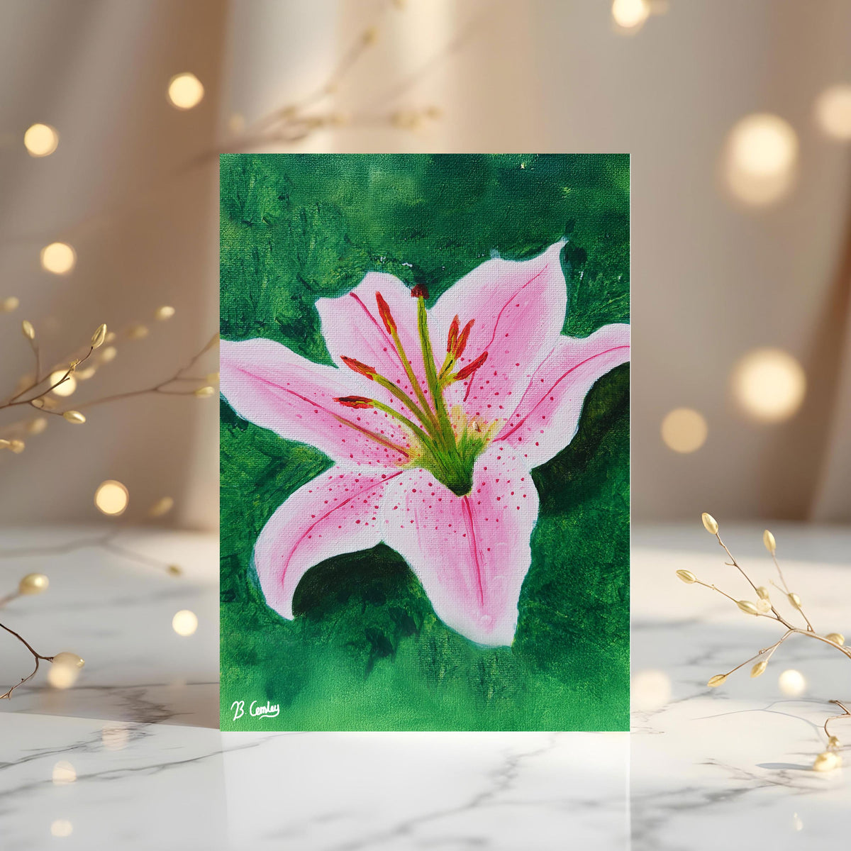 Lily Original Art Greetings Card: can be personalised