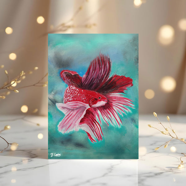 Betta Splendens Original Art Greetings Card: can be personalised