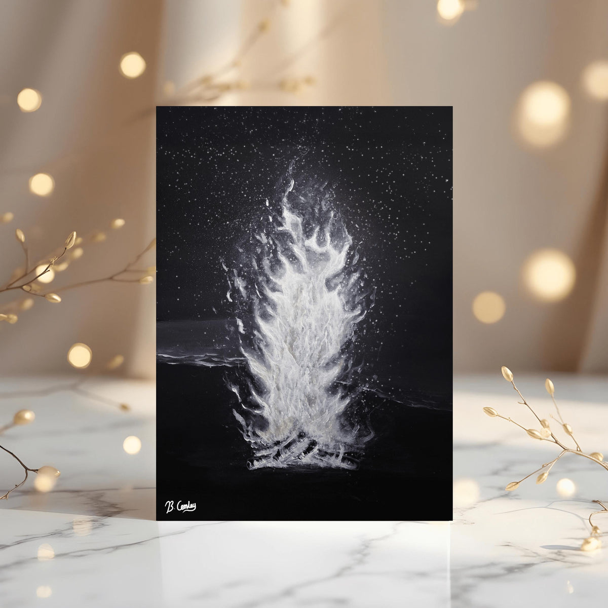 Beach Fire A5 Glossy Greetings Card, can be personalised - Rainbowprint.uk