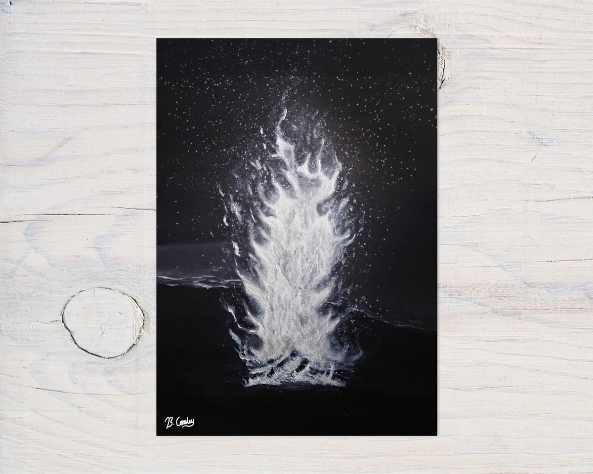 Beach Fire - Hand Painted Canvas 50x40cm - Rainbowprint.uk