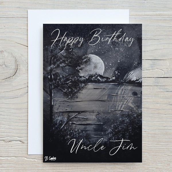 Moon Mountains" A4 Print on 260gsm Glossy Art Card, ideal Wall Decor - Rainbowprint.uk