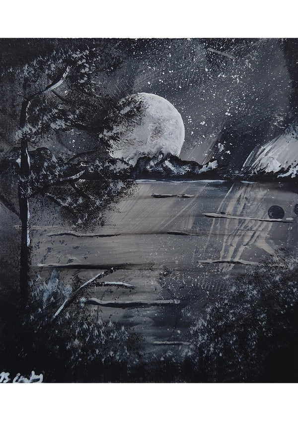 Moon Mountains" A4 Print on 260gsm Glossy Art Card, ideal Wall Decor - Rainbowprint.uk
