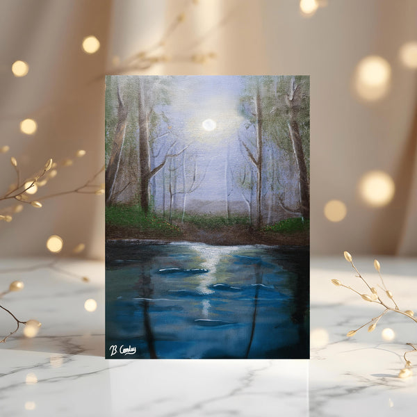 Moonlight Swamp A5 Greetings Card, can be personalised - Rainbowprint.uk
