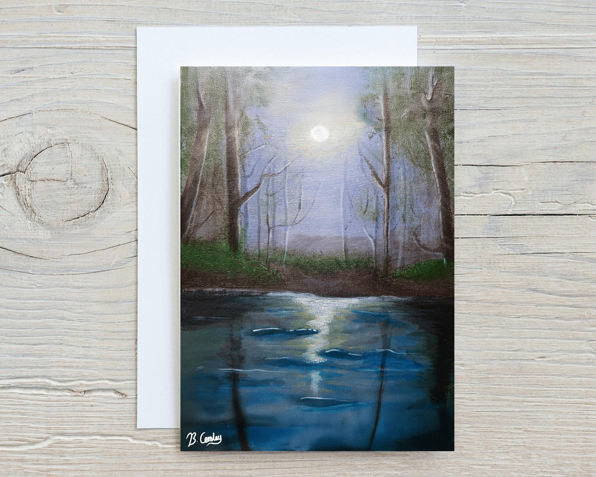Moonlight Swamp" Original Canvas painted on 20x20cm canvas - Rainbowprint.uk