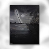 Moonlight Walk" Original Painted Canvas 20x20x1.5cm - Rainbowprint.uk