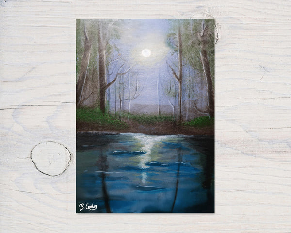 Moonlight Swamp" A4 Print on 260gsm Glossy Art Card, ideal Wall Decor - Rainbowprint.uk