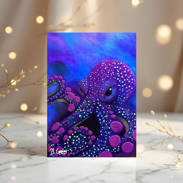 Octopus Original Art Greetings Card UV based: can be personalised