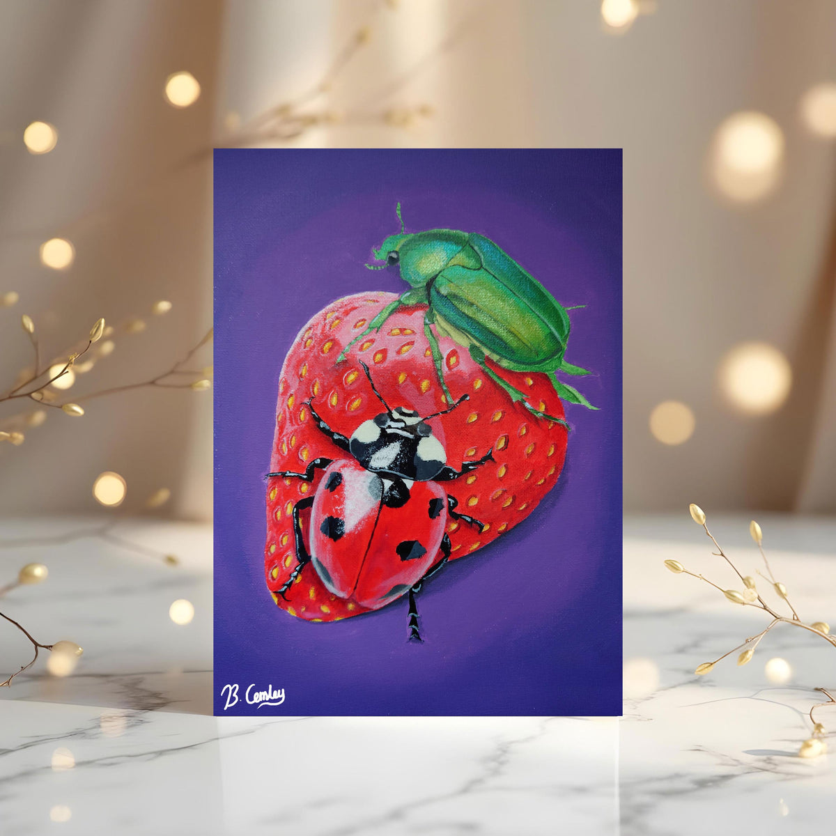 Strawberry Original Art Greetings Card: can be personalised