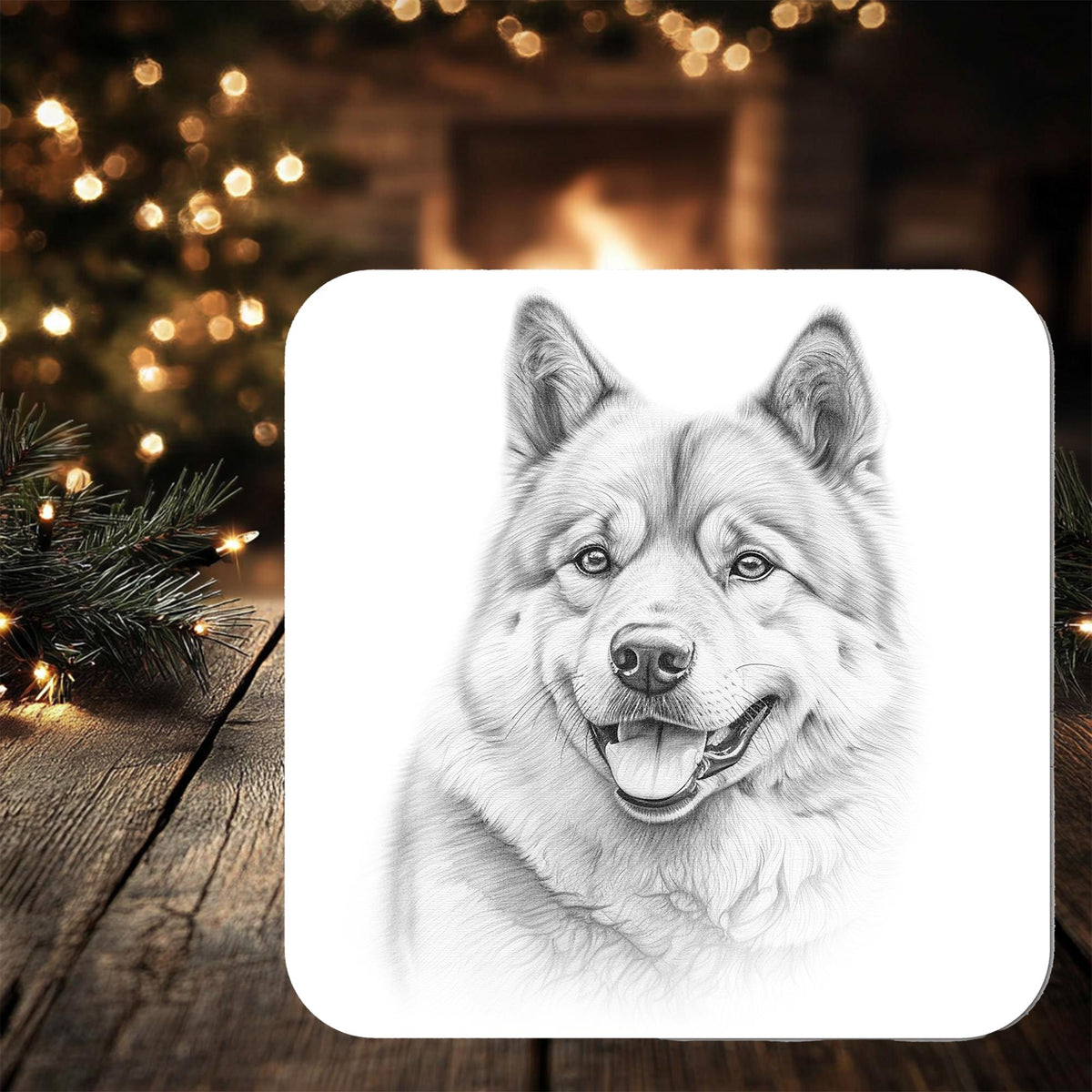 Akita Dog Coaster: can be personalised with any wording