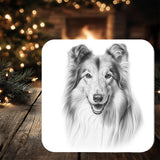 Rough Collie Dog Coaster: personalised with any wording