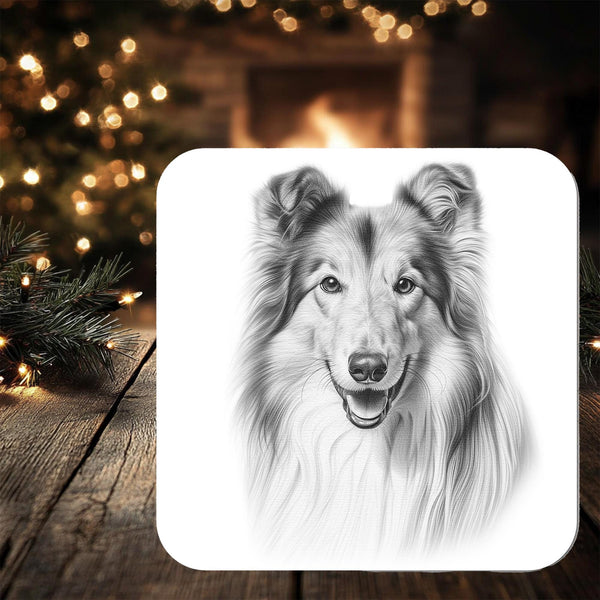 Rough Collie Dog Coaster: personalised with any wording
