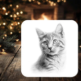 Shorthaired Cat Coaster: personalised with any wording