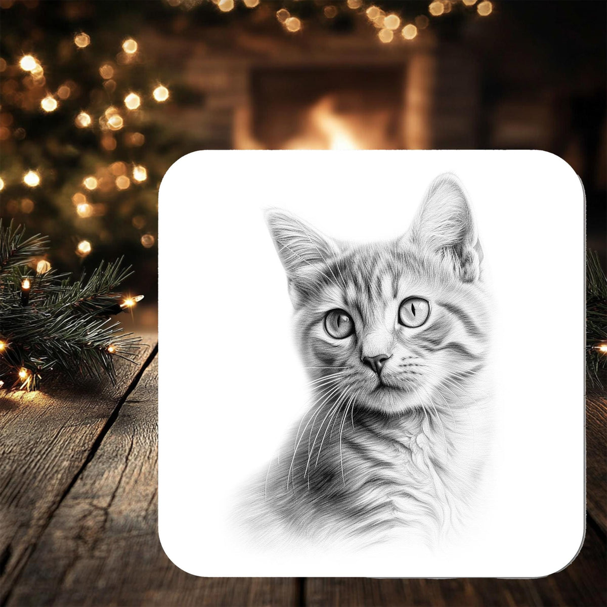 Shorthaired Cat Coaster: personalised with any wording