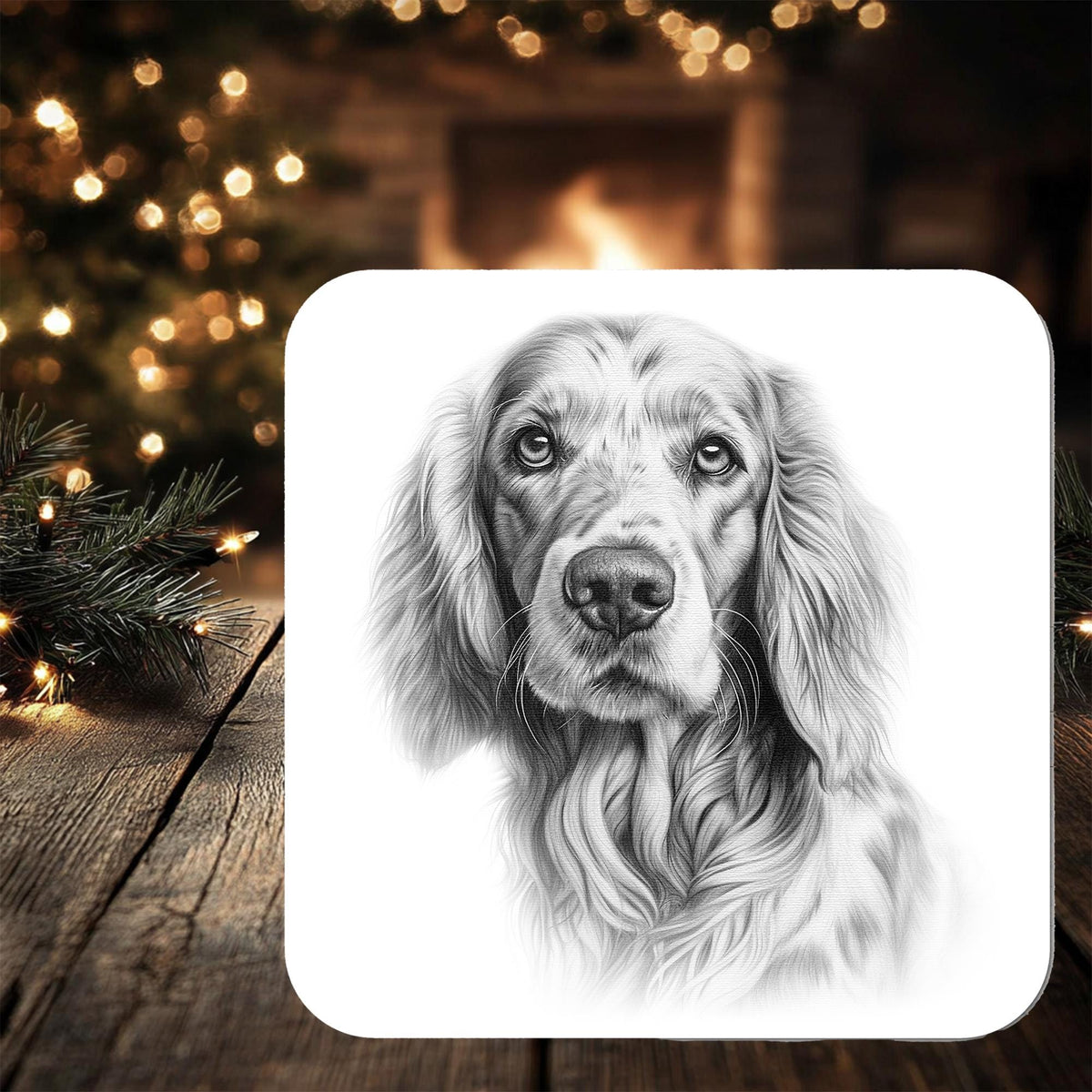 English Setter Dog Coaster: personalised with any wording