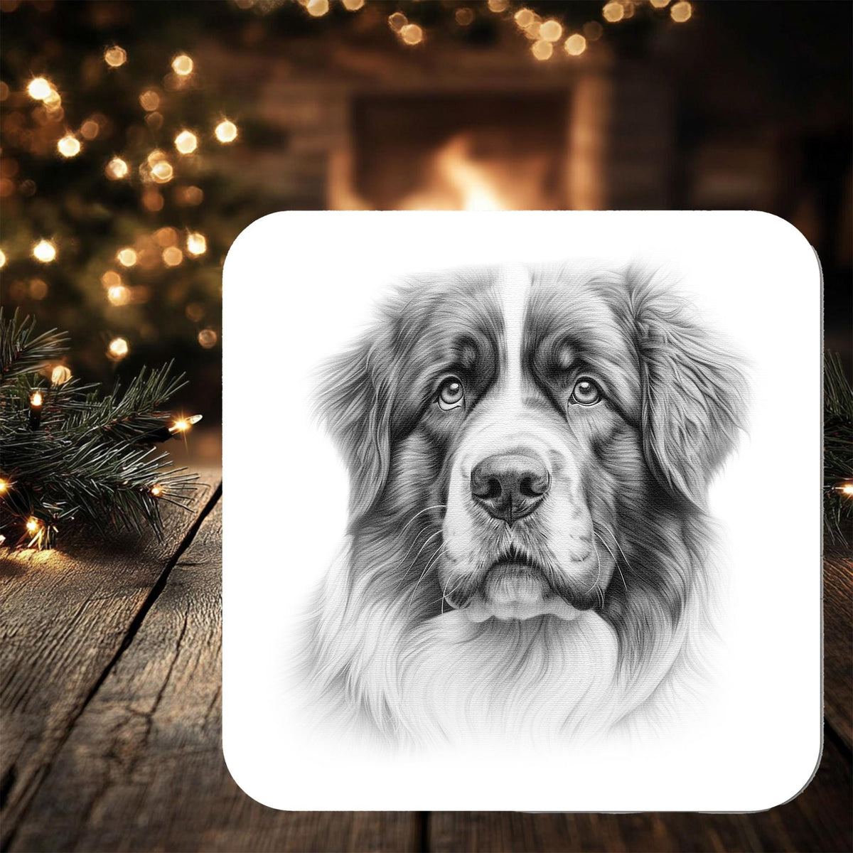Saint Bernard Dog Coaster: personalised with any wording