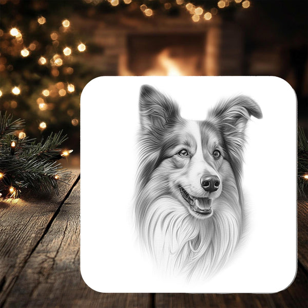 Shetland Sheep Dog Coaster: personalised with any wording