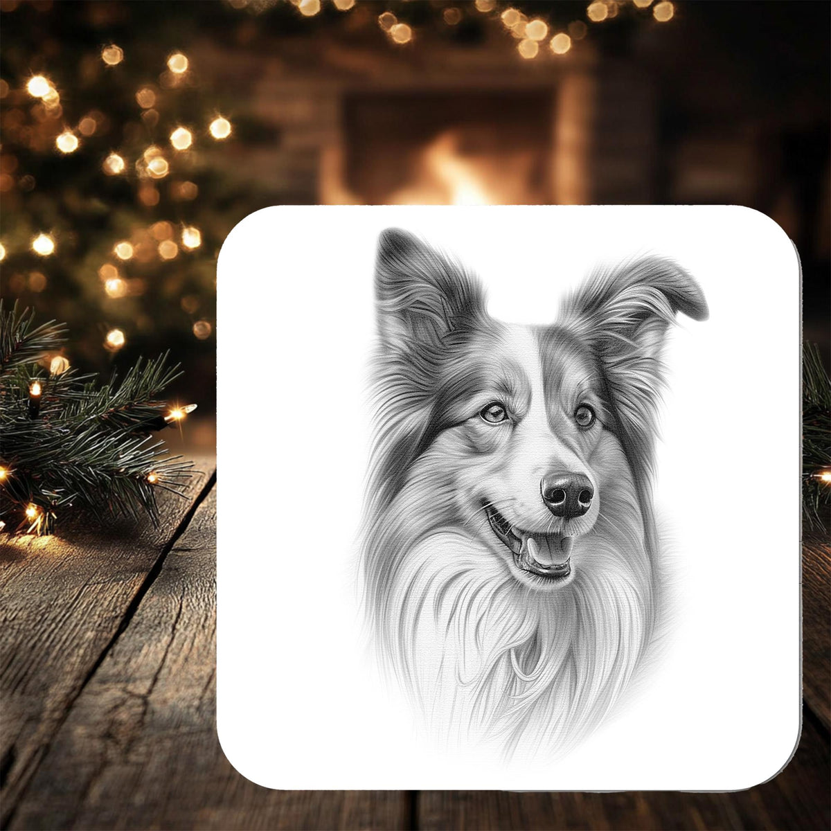 Shetland Sheep Dog Coaster: personalised with any wording
