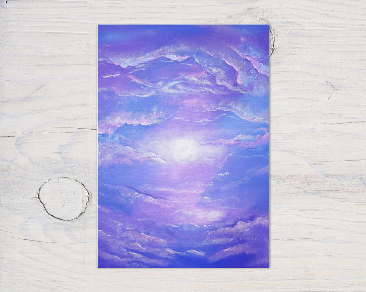 Clouds and Sky peaceful greetings card: can be personalised - Rainbowprint.uk