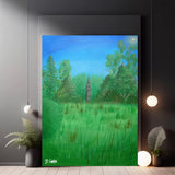 Albert Park Abingdon Original Painted Canvas 30x20cm - featuring Prince Albert statue - Rainbowprint.uk