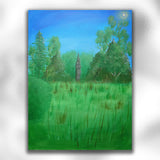 Albert Park Abingdon Original Painted Canvas 30x20cm - featuring Prince Albert statue - Rainbowprint.uk
