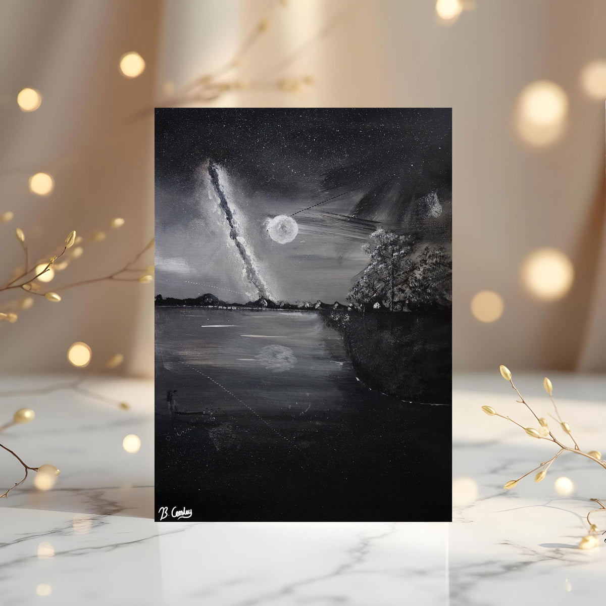 Moonlight Walk A5 Greetings Card, can be personalised