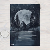 Mountain Moon" A4 Print on 260gsm Glossy Art Card, ideal Wall Decor - Rainbowprint.uk