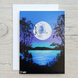 Teal Moon" A4 Print on 260gsm Glossy Art Card, ideal Wall Decor - Rainbowprint.uk