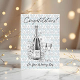 Congratulations Sketchy Greetings Card: Champagne - can be personalised