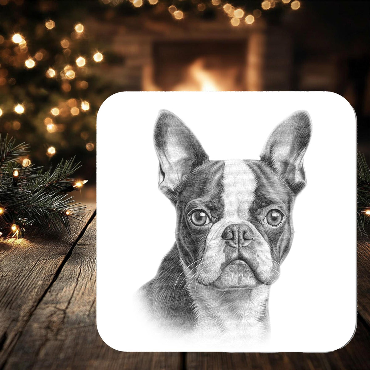 Boston Terrier Dog Coaster personalised with any wording