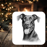 Doberman Dog Coaster gift: personalised with any wording