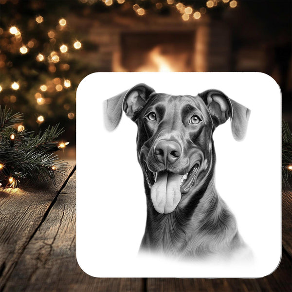 Doberman Dog Coaster gift: personalised with any wording