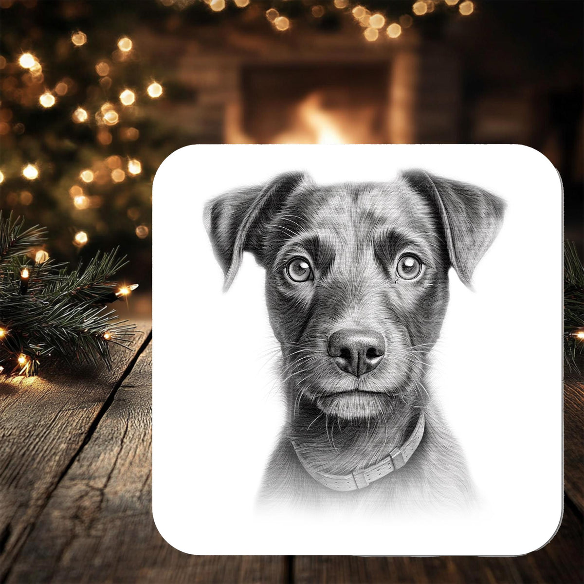 Patterdale Dog Coaster Gift: personalised with any wording