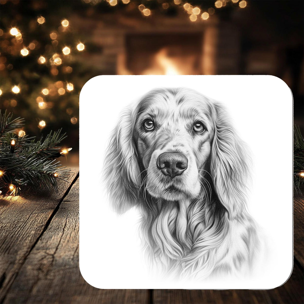 English Setter Dog Coaster: personalised with any wording