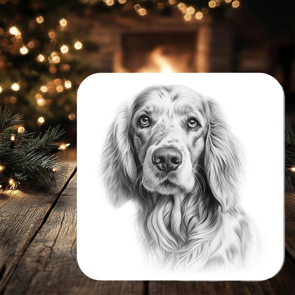 English Setter Dog Coaster: personalised with any wording
