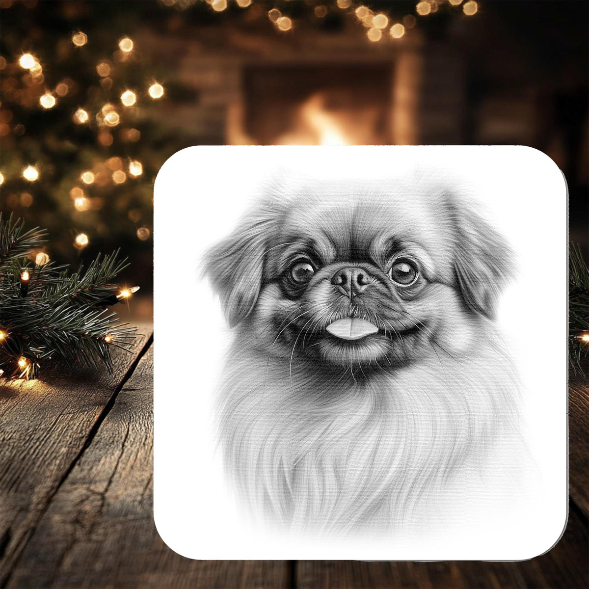 Pekinese Dog Coaster Gift: personalised with any wording