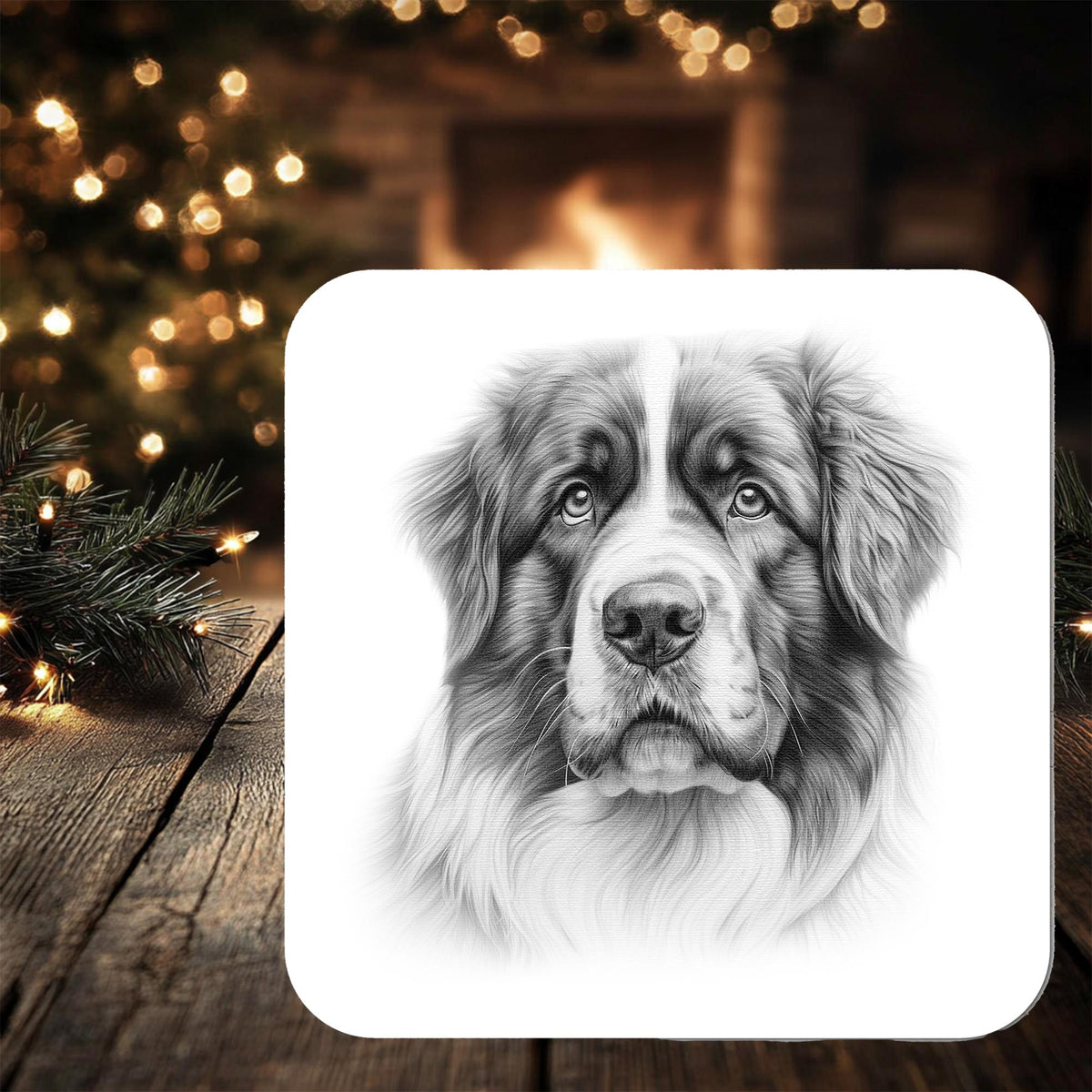 Saint Bernard Dog Coaster: personalised with any wording