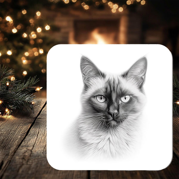 Balinese Cat Coaster: personalised with any wording
