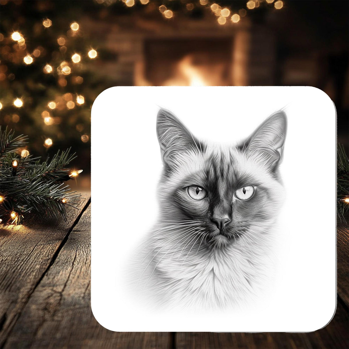 Balinese Cat Coaster: personalised with any wording